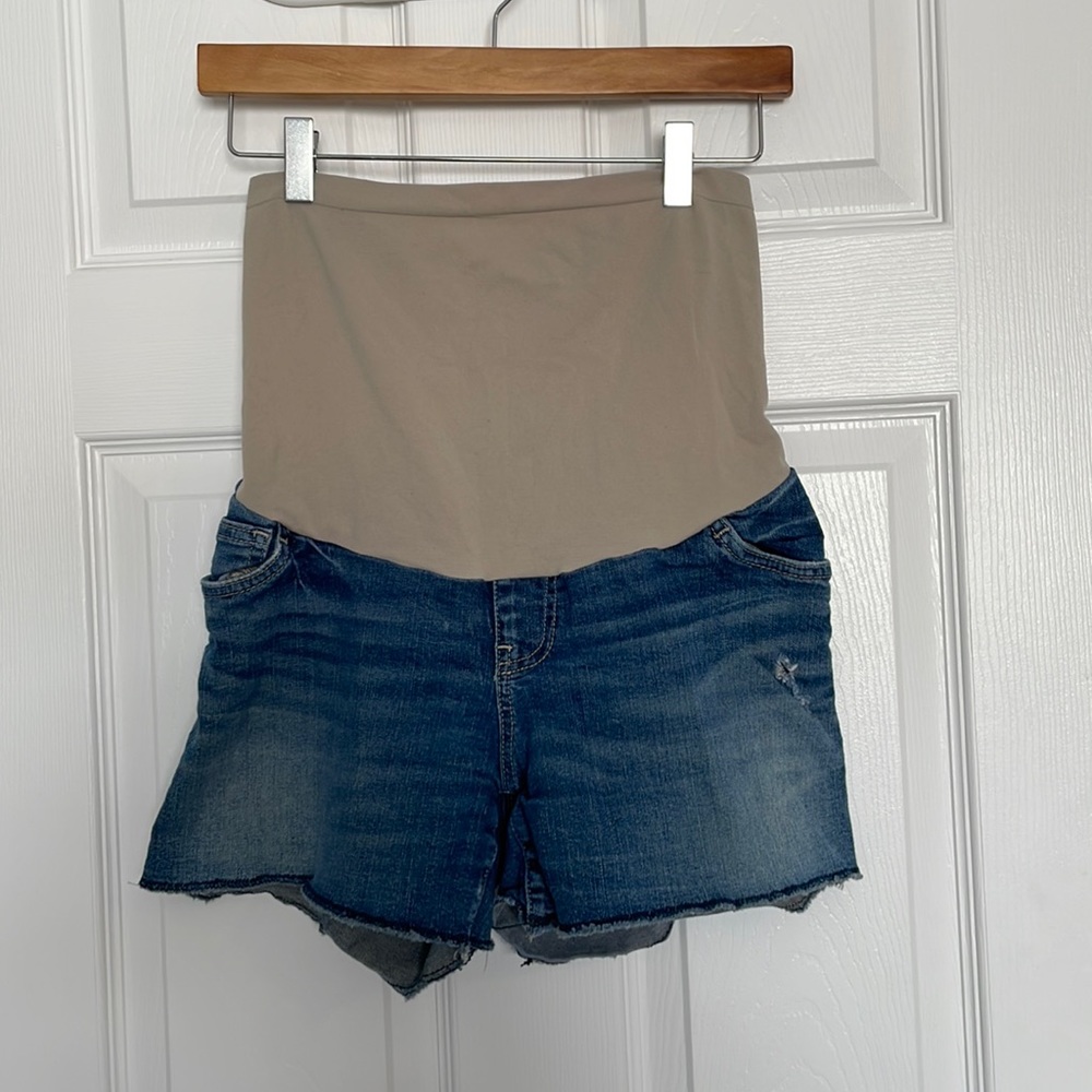 Full panel maternity jean shorts